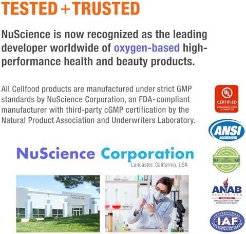 Authentic Cellfood Silica liquid formula packaging layout showcasing non-GMO and gluten-free product certification details