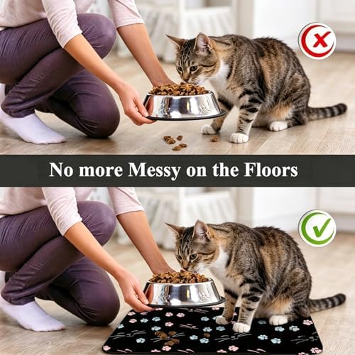 Thmasamwr Cat And Dog Bowl Mat absorbing water spill