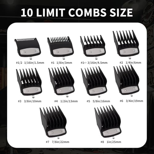 Side profile of DNSHAN professional cutting guides emphasizing the smooth rounded teeth designed for comfortable hair fading.