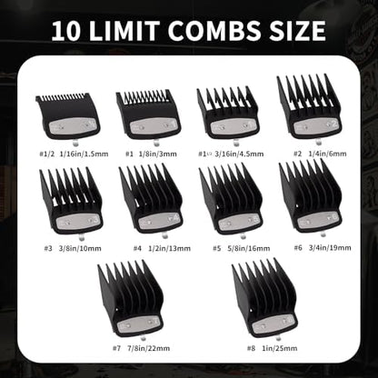 Side profile of DNSHAN professional cutting guides emphasizing the smooth rounded teeth designed for comfortable hair fading.