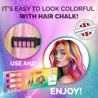 Festival hair style created with Facegem London chalk combs