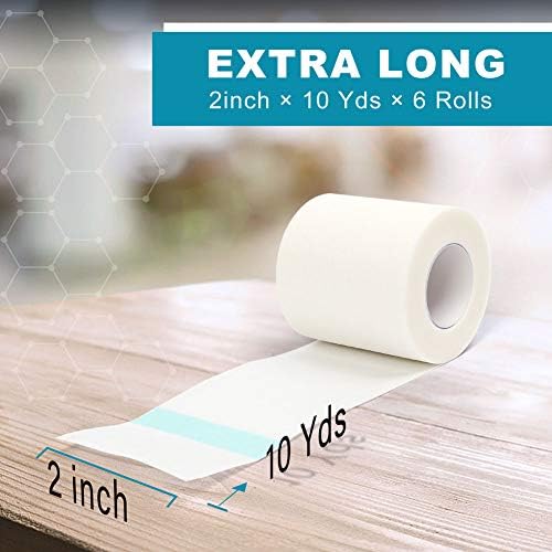Latex free medical tape roll placed inside a clear plastic dispenser for smooth dispensing