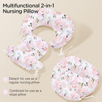 Three piece baby support pillow set with rose floral design