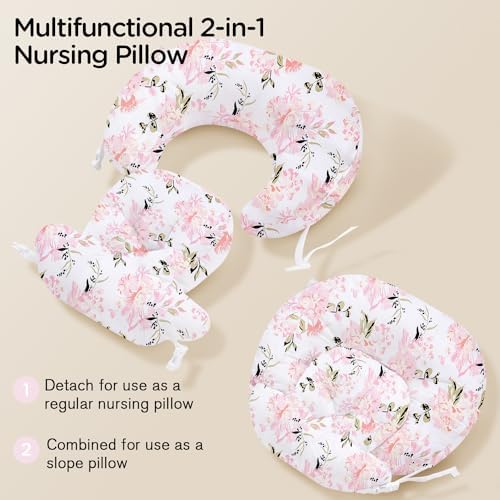 Three piece baby support pillow set with rose floral design
