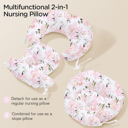 Three piece baby support pillow set with rose floral design