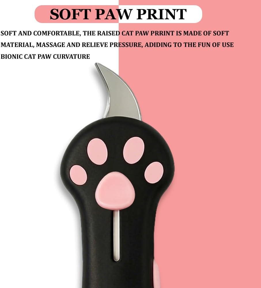 Sanvvv cat themed unboxing stationery showing one touch push button safety lock feature