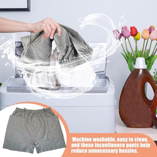 YingXue gray catheter leg bag shorts with internal storage pockets