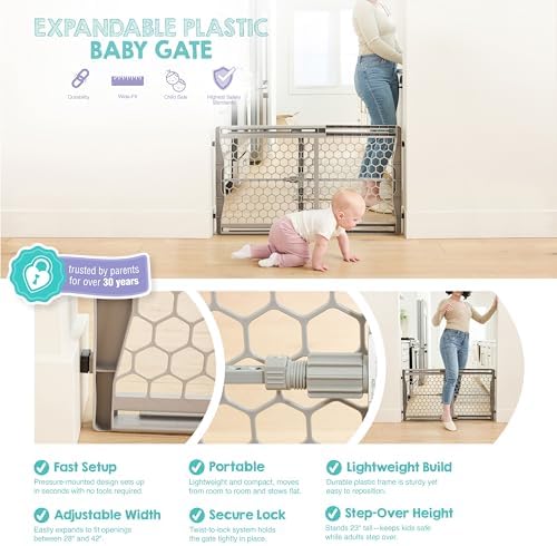 Regalo extra wide baby gate installed in hallway doorway opening
