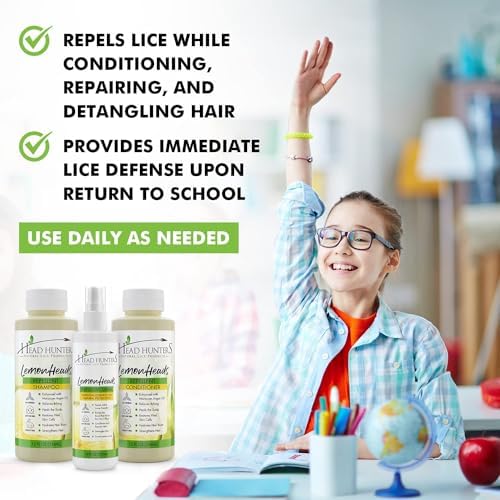 Lemon Heads Lice Repellent Spray 8 Ounce bottle for daily lice protection and detangling