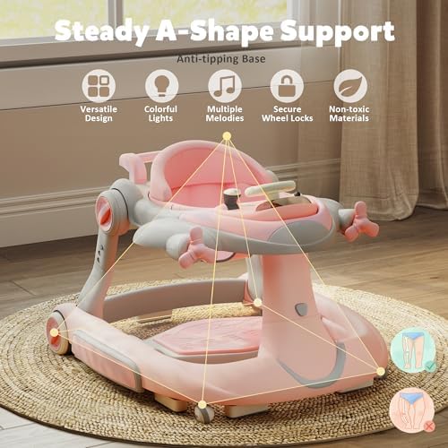 StarAndDaisy safety baby walker bottom view highlighting the anti slip base blocks and speed control wheels