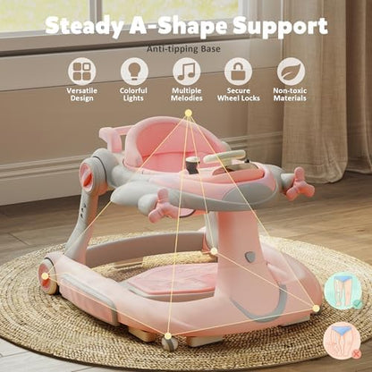 StarAndDaisy safety baby walker bottom view highlighting the anti slip base blocks and speed control wheels
