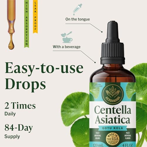 Herbamama organic herbal supplement liquid bottle highlighting focus and clarity benefits