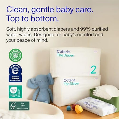 Close up of Coterie hypoallergenic diaper texture and plant-based materials.