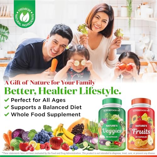 Superfood MD twin pack fruits and veggies bottles side view