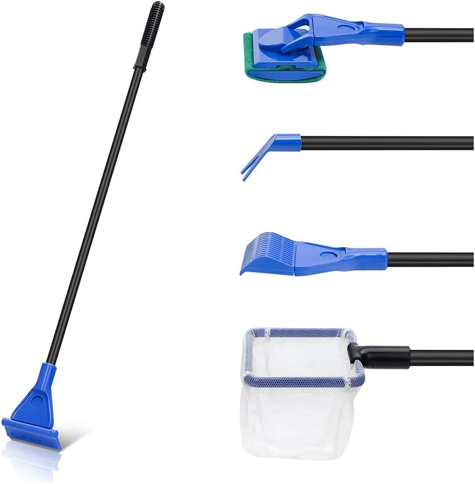 Novique five in one fish tank cleaner kit front view displaying the complete premium packaging.