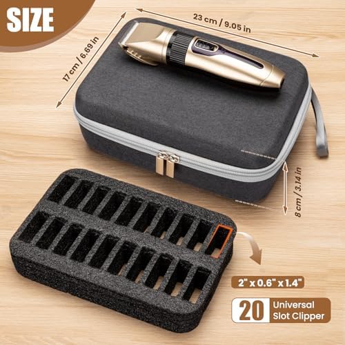 Noverlife detachable blade travel case highlighting the interior mesh zipper pocket with scissors and accessories.