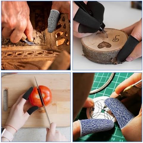 High performance polyethylene fabric finger guards protecting fingertips during a detailed sculpture project