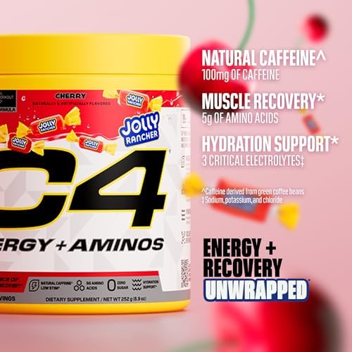 Cellucor C4 Energy Plus Aminos Powder key ingredients breakdown graphic