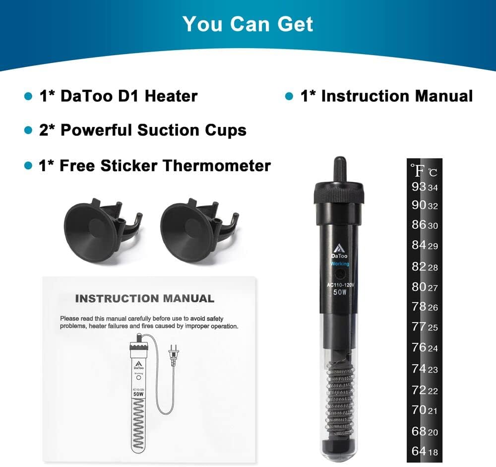DaToo heater installed in a freshwater planted aquarium