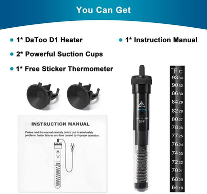 DaToo heater installed in a freshwater planted aquarium