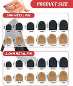 Six different sizes of U-shape heel caps in black and beige colors.