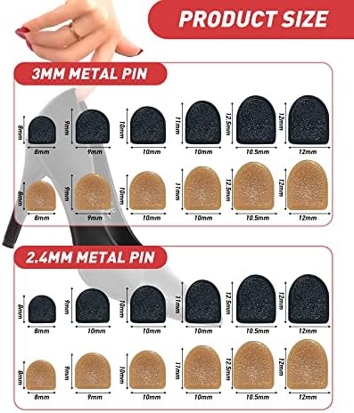 Six different sizes of U-shape heel caps in black and beige colors.