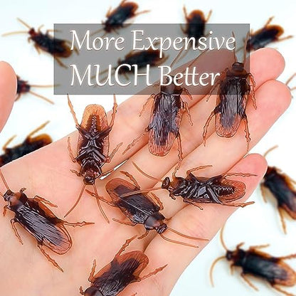 A cluster of realistic plastic roaches from LIFE BETTER scattered on a flat surface showing detailed legs