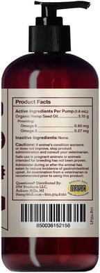 Hemp Well Thrive Oil bottle next to a bowl of pet food