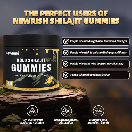 Non GMO shilajit gummies with Manuka honey flavor for enhanced nutrient absorption.