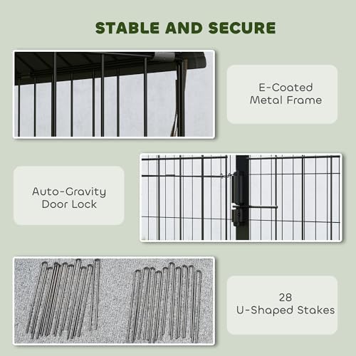 PawHut Metal Chicken Coop, Large Chicken Run with Water-Resistant & Anti-UV Cover for 7-9 Hens, Outdoor Hen House Rabbit Hutch with 10 Doors for Duck, Small Animal, for Backyard, 21' x 3.5' x 3.6' - Image 6