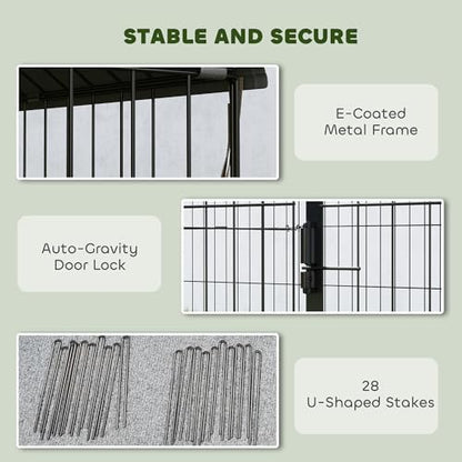 PawHut Metal Chicken Coop, Large Chicken Run with Water-Resistant & Anti-UV Cover for 7-9 Hens, Outdoor Hen House Rabbit Hutch with 10 Doors for Duck, Small Animal, for Backyard, 21' x 3.5' x 3.6' - Image 6