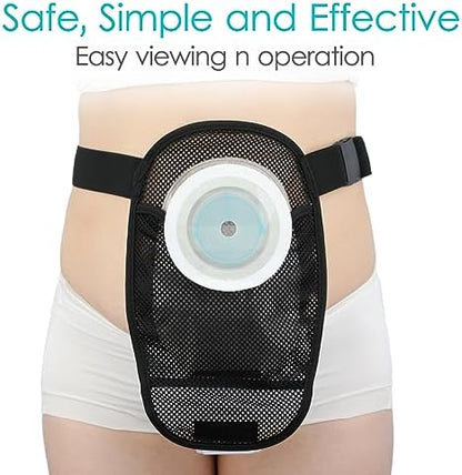 Washable ostomy bag protector with U-shaped opening for skin barrier