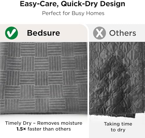 Modern striped design pattern detail of the Bedsure Ash Grey furniture protector.