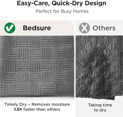 Modern striped design pattern detail of the Bedsure Ash Grey furniture protector.