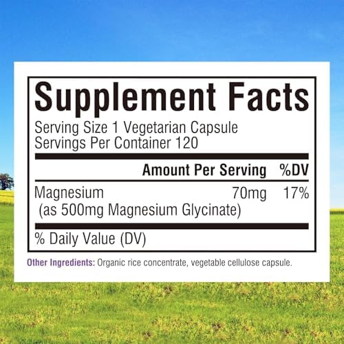 Innate Vitality Magnesium Glycinate supplement facts and ingredients panel on the back of the packaging