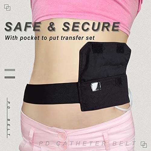 Adjustable peritoneal dialysis catheter holder belt with Velcro closure details