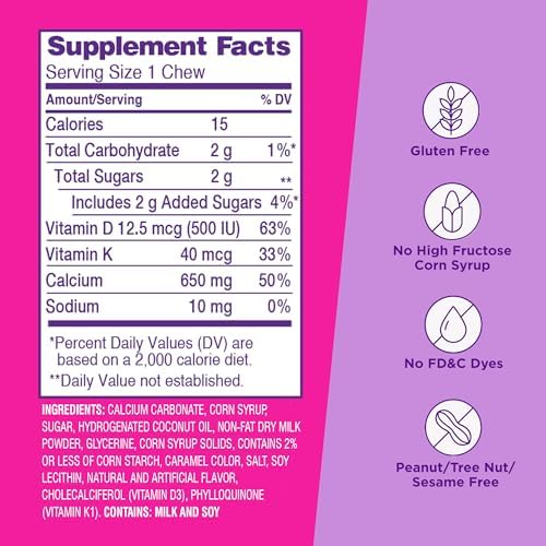 Viactiv calcium soft chews nutritional facts label