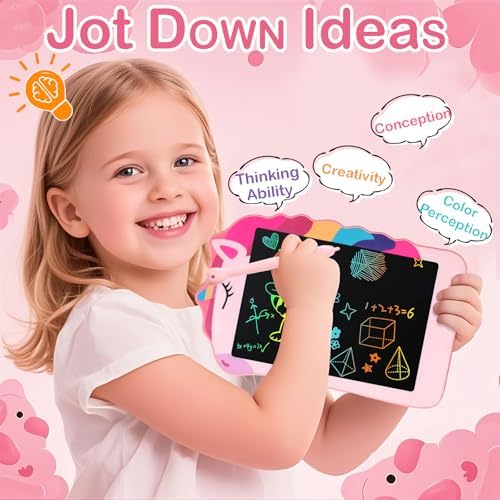 Close up of colorful drawing screen on Decute unicorn tablet