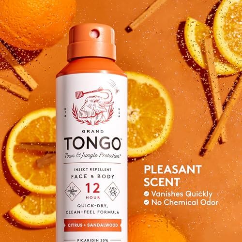 Back of Grand Tongo insect repellent bottle with usage instructions
