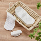 Stack of white three-layer cloth diaper nappy liners