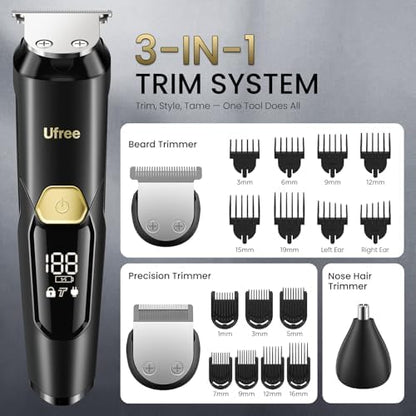 Ufree mustache trimmer guide guard combs ranging from 1mm to 19mm with travel pouch and Type-C cable