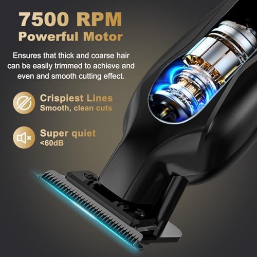 Ciwellu cordless beard trimmer with zero gapped T blade clippers and premium charging dock station