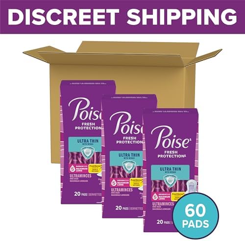 Poise postpartum pads with wings 60 count box side panel
