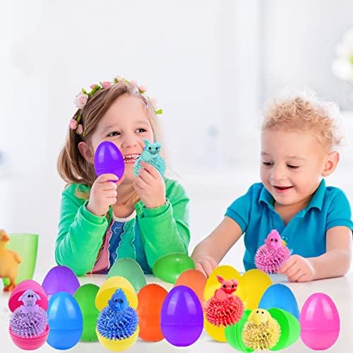 Complete seasonal party favor pack with child safe elastic animal strings inside colorful eggs