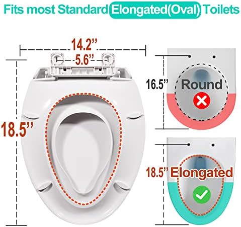 Uming slow close toilet seat illustrating the magnetic lid closure mechanism and adult seating area