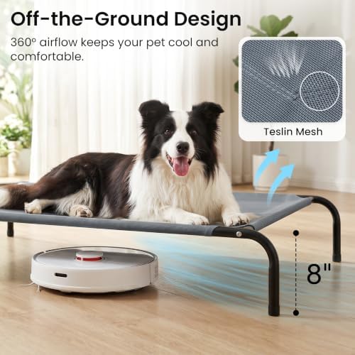 Love's cabin Elevated Cooling Dog Bed for Large Dogs, Portable Indoor & Outdoor Raised Pet Dog Cat Cot, Durable Summer Frame with Breathable Mesh, Grey, 48 inches - Image 3