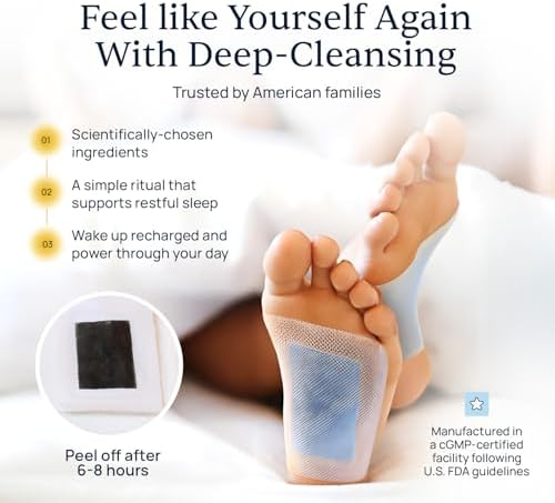 Simple Promise Xitox patches being applied to the sole of a foot for overnight care.