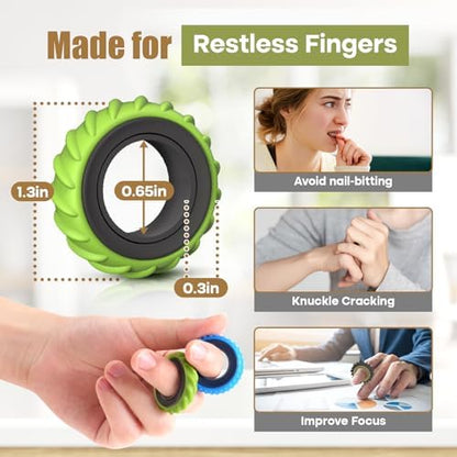 Discreet KLT sensory rings held in hand for desk anxiety relief