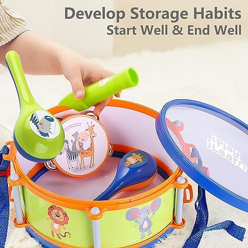Full packaging view of the iPlay iLearn toddler musical instruments rhythm learning gift set