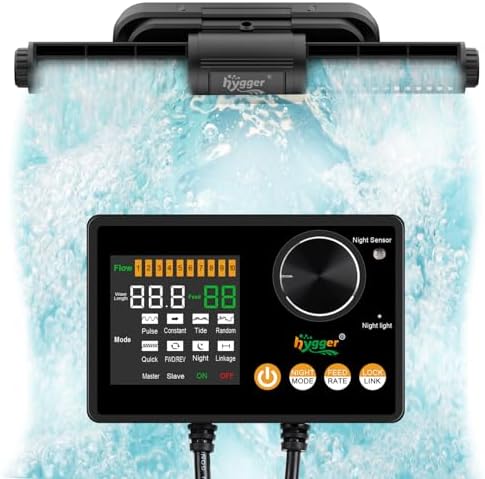 Hygger smart aquarium powerhead digital controller showing LED display modes